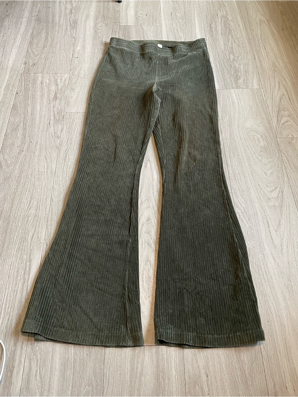 aerie Olive Green Corduroy Flare Pants